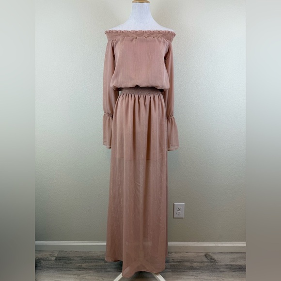 Show Me Your MuMu Pink Ruffle Smocked Maxi Dress Size XS - Picture 1 of 10